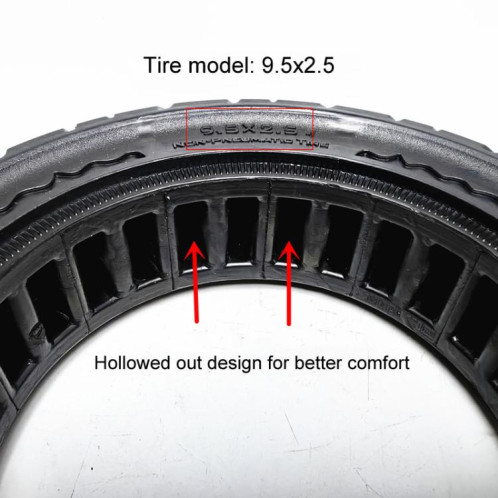 Pneus pleins pour scooter électrique tout-terrain 9,5 pouces (9,5 x 2,50), couleur : noir SH37011453-06
